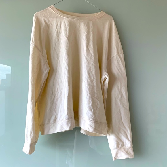 Oak + Fort Oversized Terry Crew Neck, Size S, Cream - Picture 1 of 3